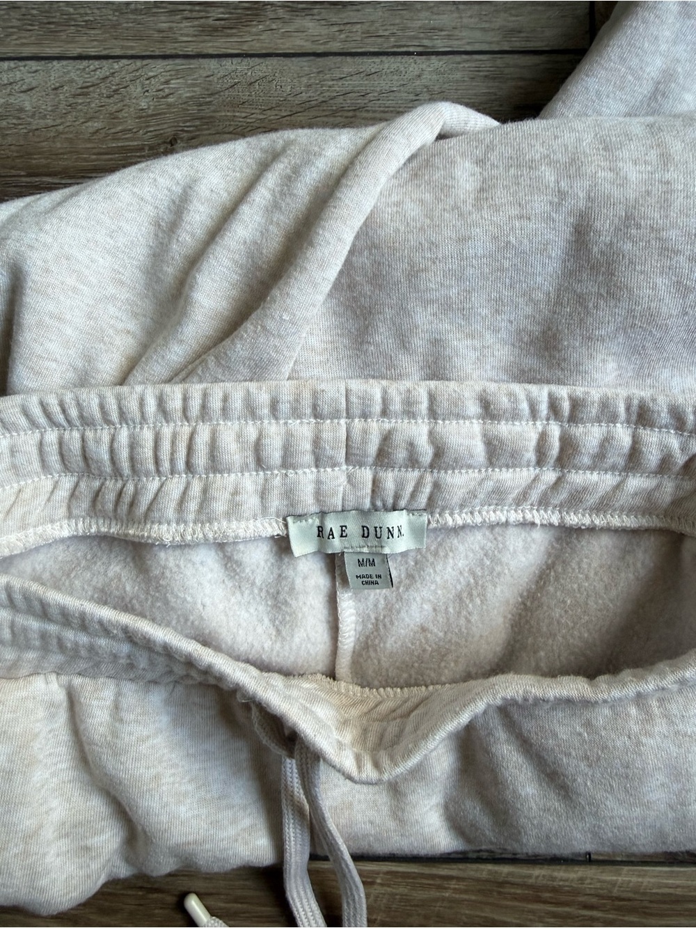 Rae Dunn Womens Light Beige Drawstring Jogger Sweatpants - Picture 2 of 5